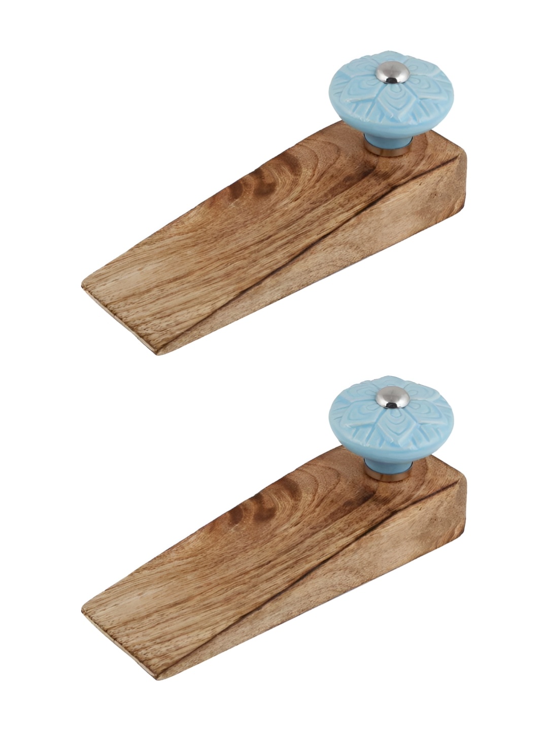 

Indianshelf Brown & Blue 2 Pieces Floral Wheel Door stopper For Inside Door