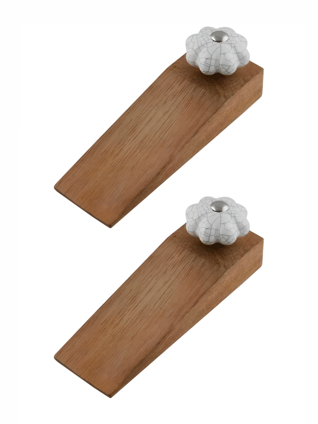 

Indianshelf Brown & White 2 Pieces Crackle Melon Doorstopper For Inside Door