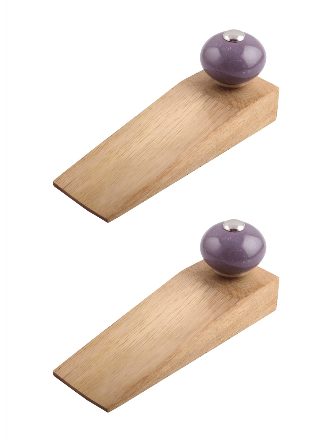 

Indianshelf Brown & Purple 2 Pieces Wood Doorstopper for Inside Door