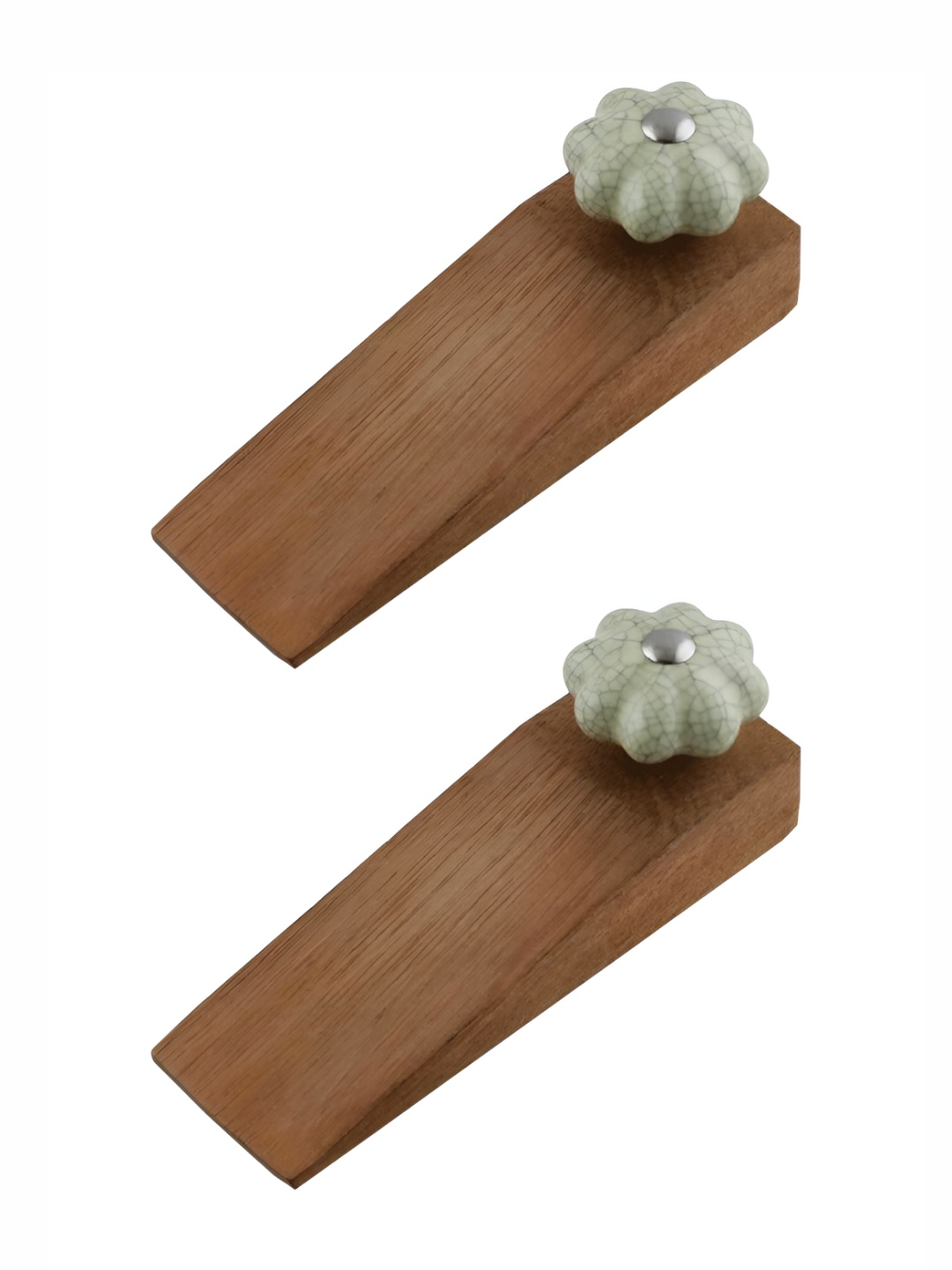 

Indianshelf Brown & Green 2 Pieces Wooden Crackle Door Stoppers