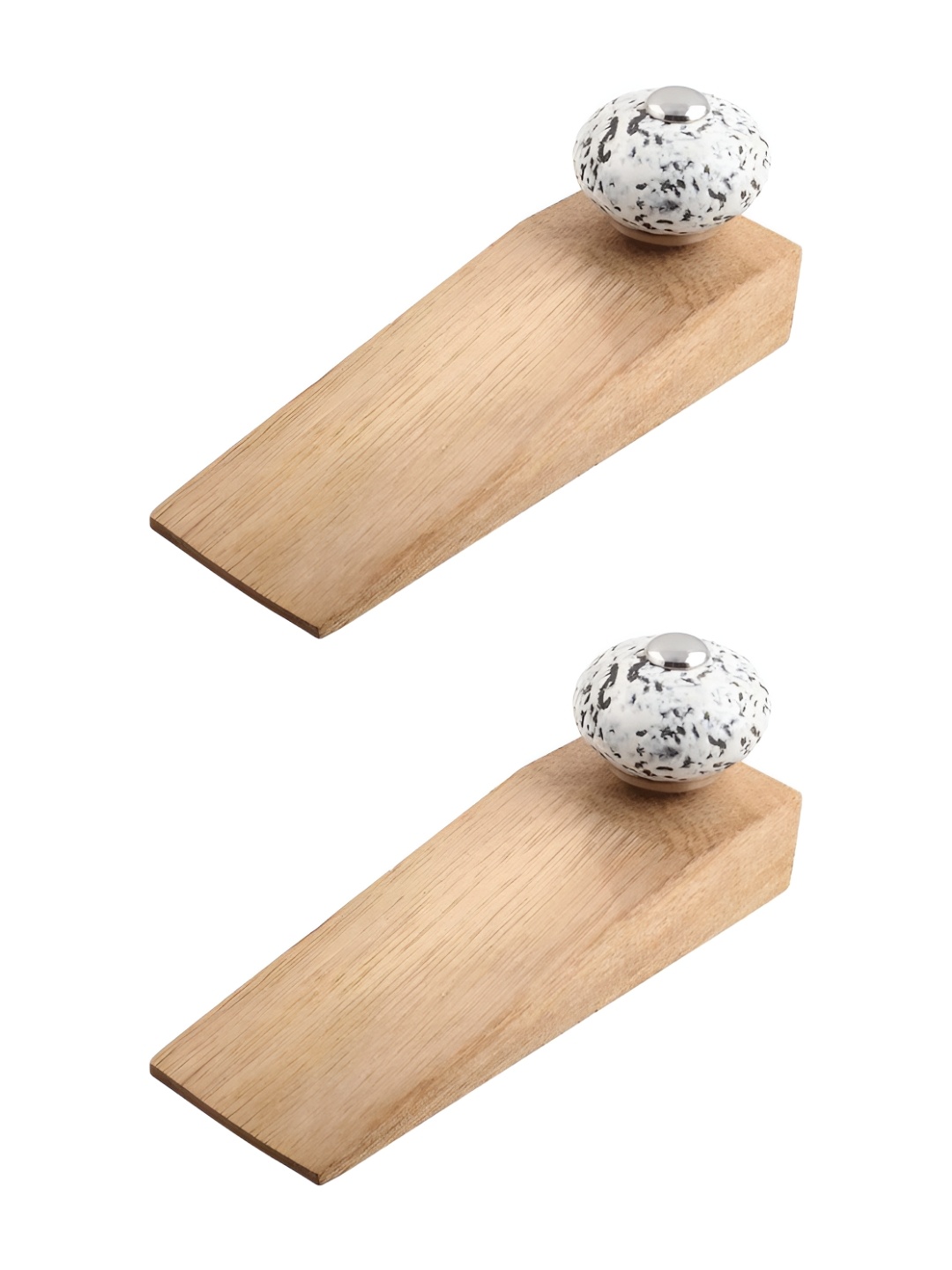 

Indianshelf Brown & White 2 Piece Etched Wooden Door Stoppers