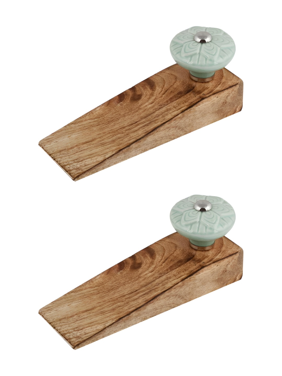 

Indianshelf Brown & Green 2 Pieces Floral Wheel Door Stoppers