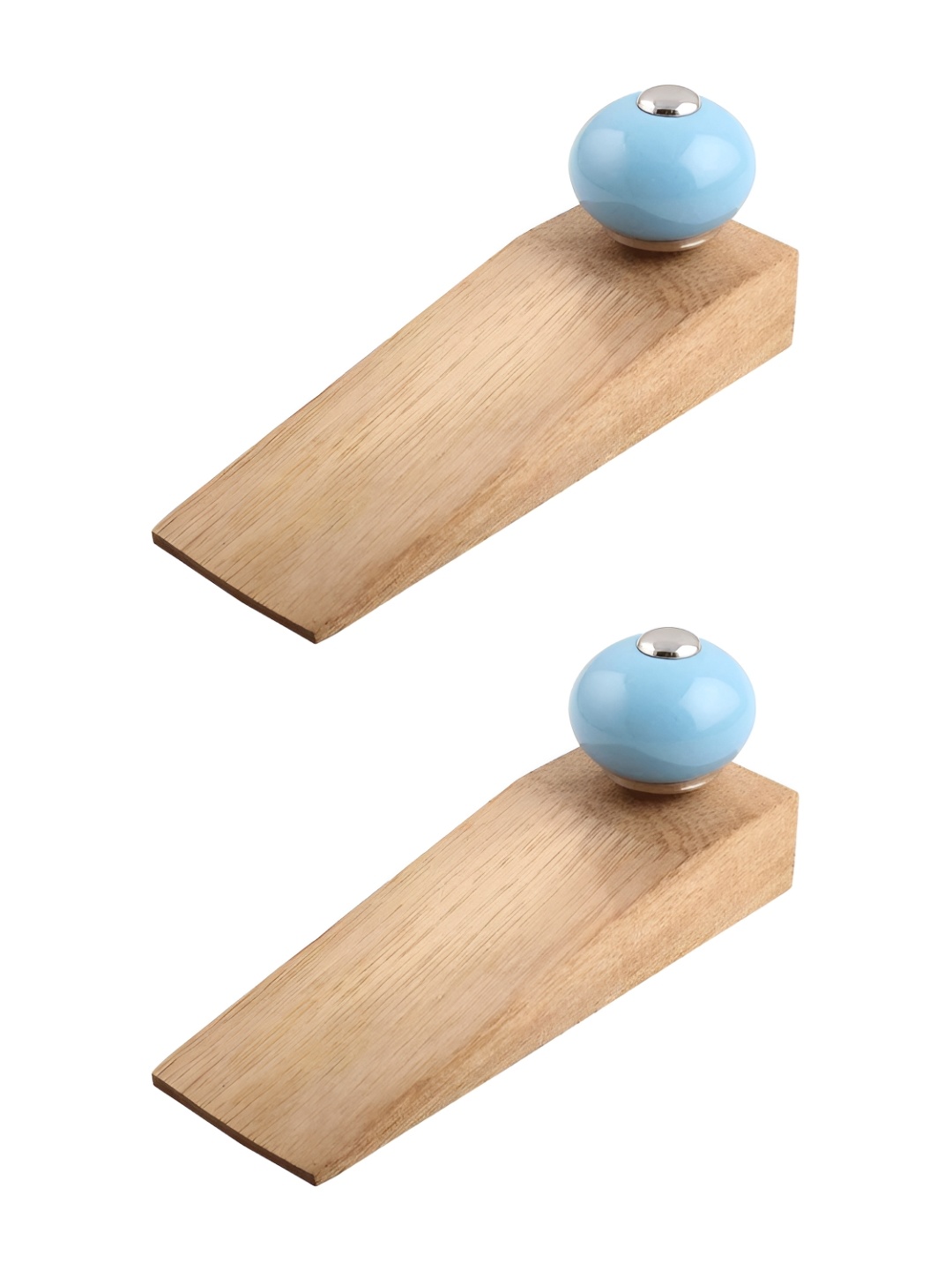 

Indianshelf Brown & Blue 2 Pieces Wooden Plain Door Stoppers