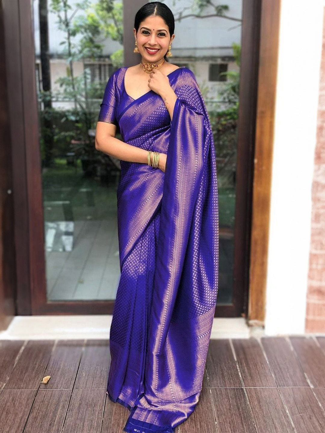 

choiceit Woven Design Zari Pure Silk Saree, Purple