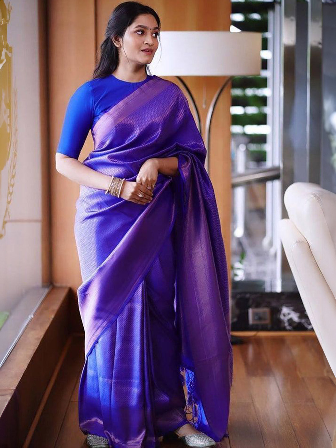 

choiceit Woven Design Zari Pure Silk Saree, Blue