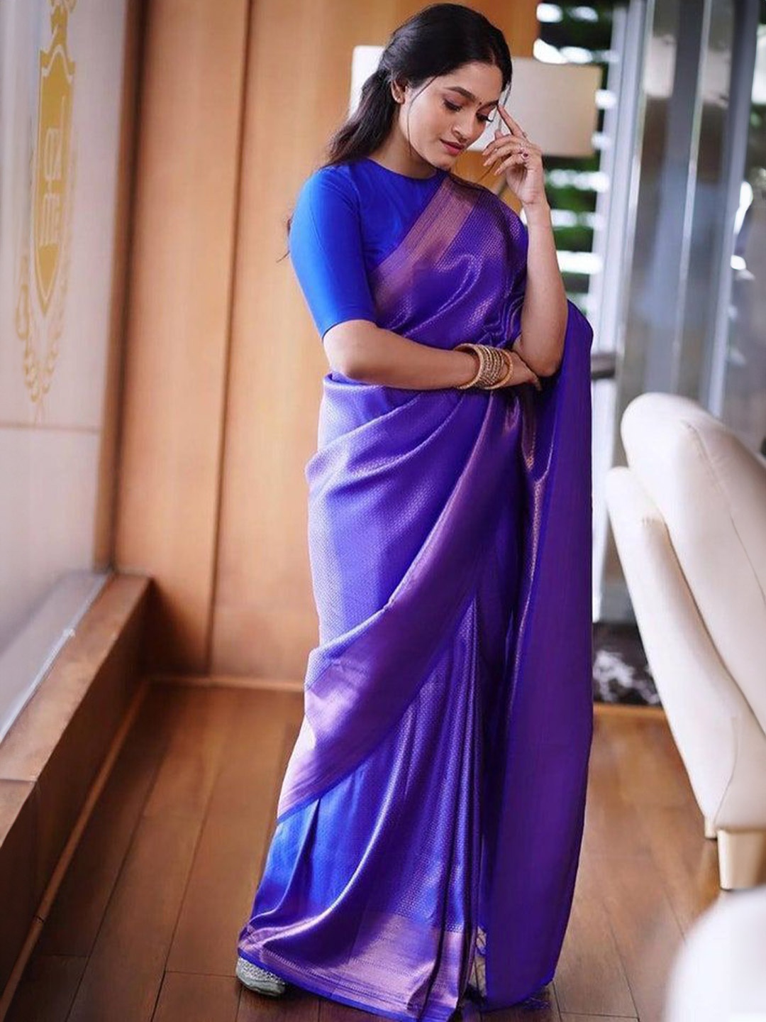 

choiceit Woven Design Pure Silk Saree, Blue