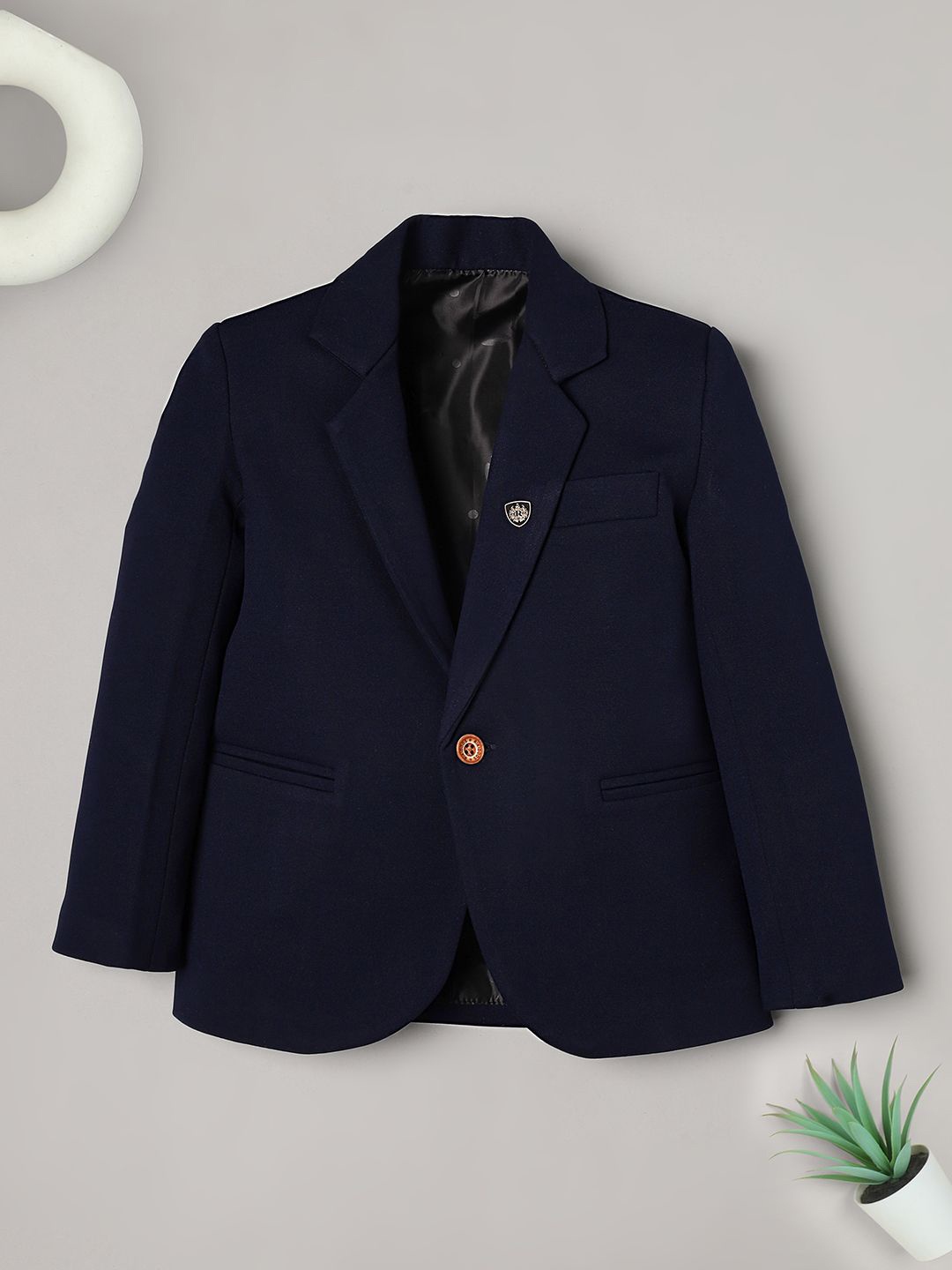 

Ridokidz Boys Tailored-Fit Notched Lapel Collar Single Breasted Blazer, Navy blue