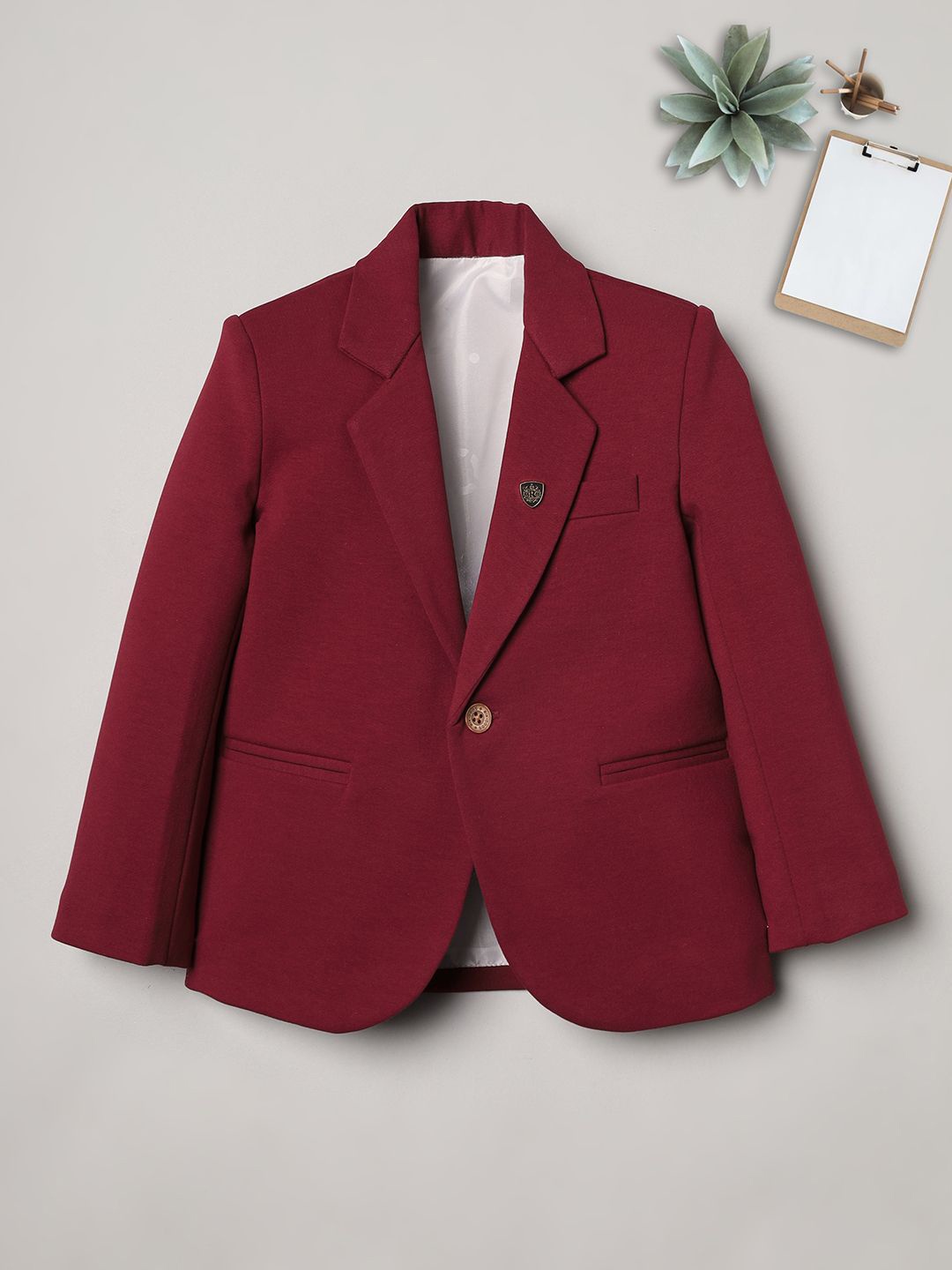 

Ridokidz Boyse Tailored Fit Notched Lapel Collar Single Breasted Blazer, Maroon