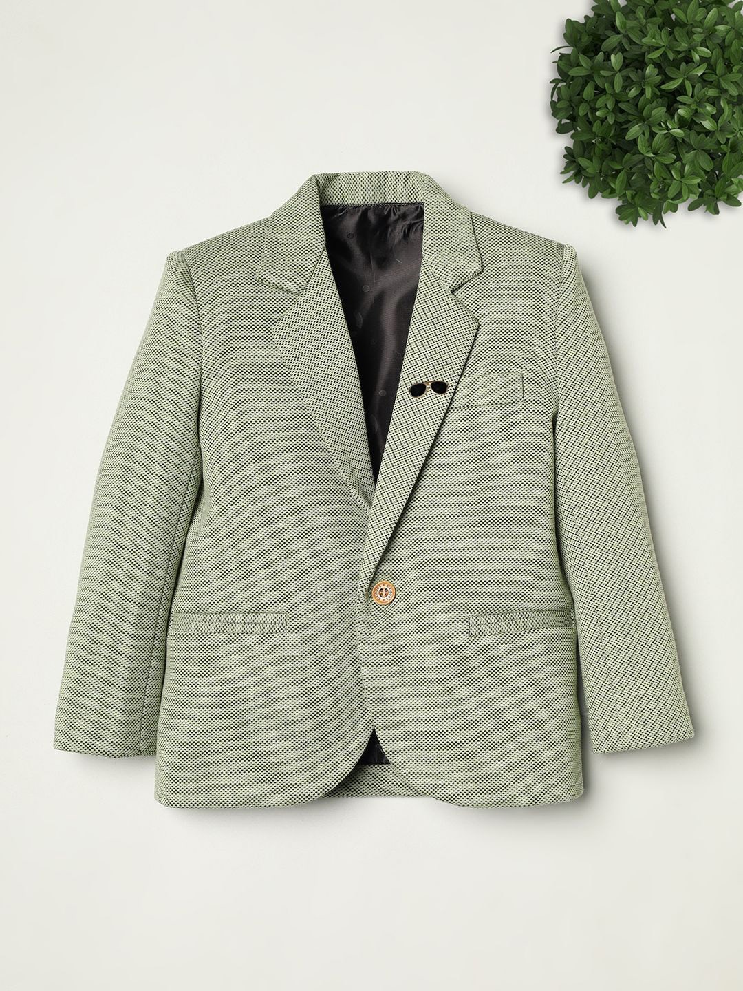 

Ridokidz Boys Tailored Fit Notched Lapel Collar Single Breasted Blazer, Olive