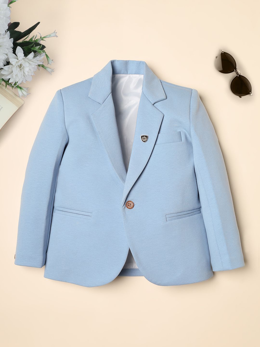 

Ridokidz Boys Smart Fit Notched Lapel Collar Single Breasted Blazer, Blue