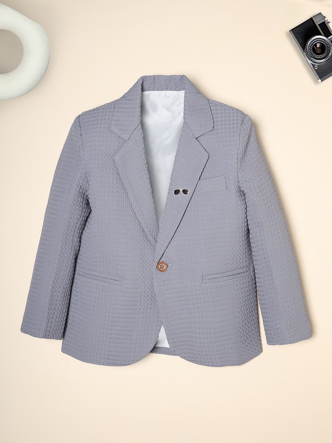 

Ridokidz Boys Tailored-Fit Notched Lapel Single Breasted Blazer, Grey