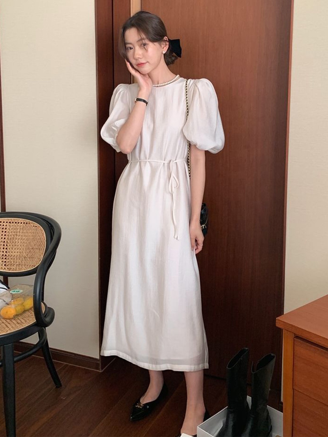 

LULU & SKY A-Line Midi Dress, Beige