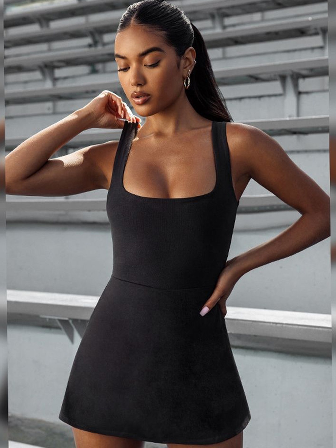

LULU & SKY Women Shoulder Straps A-Line Dress, Black