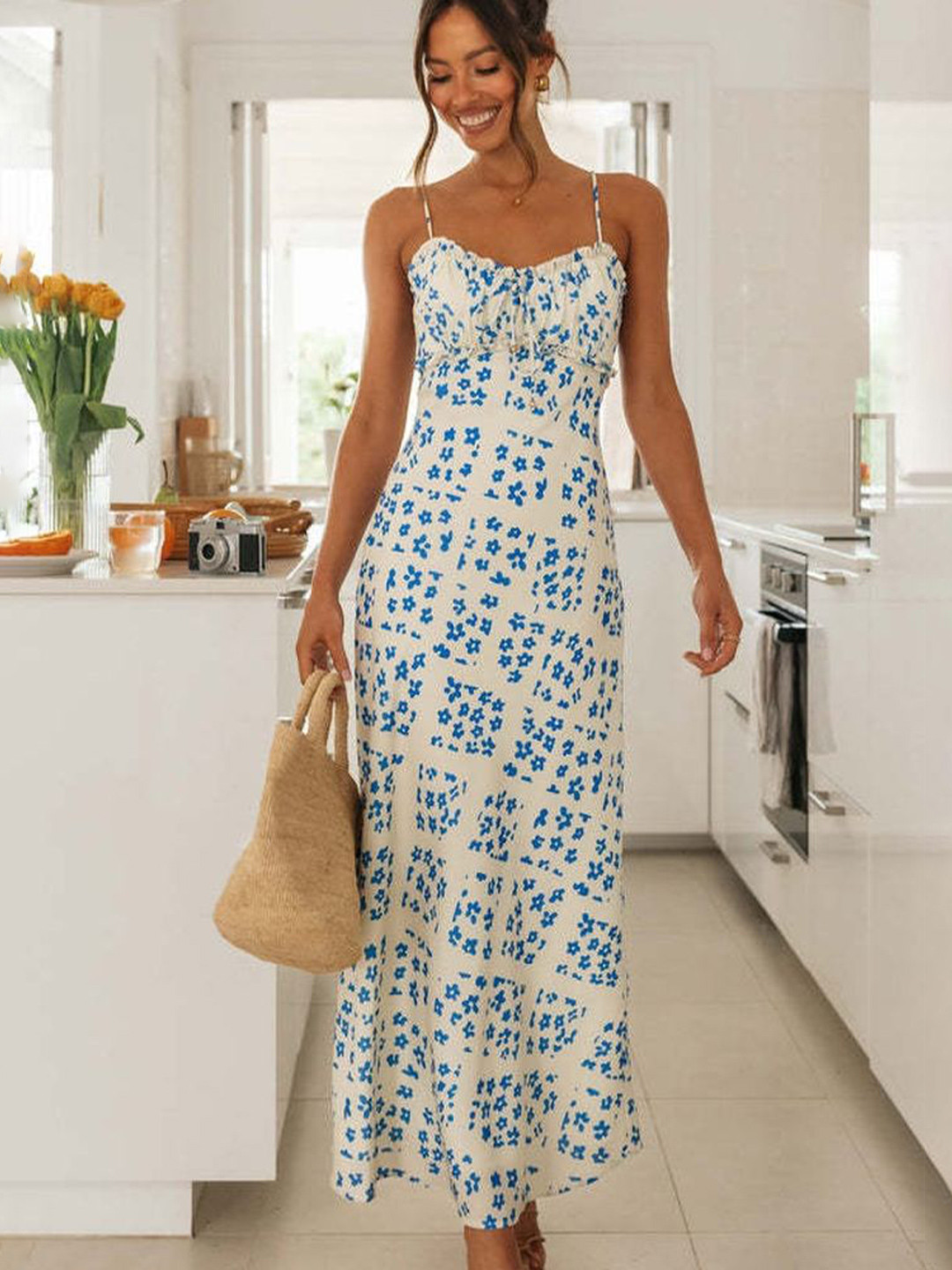 

LULU & SKY Women Floral Printed Maxi Dress, White