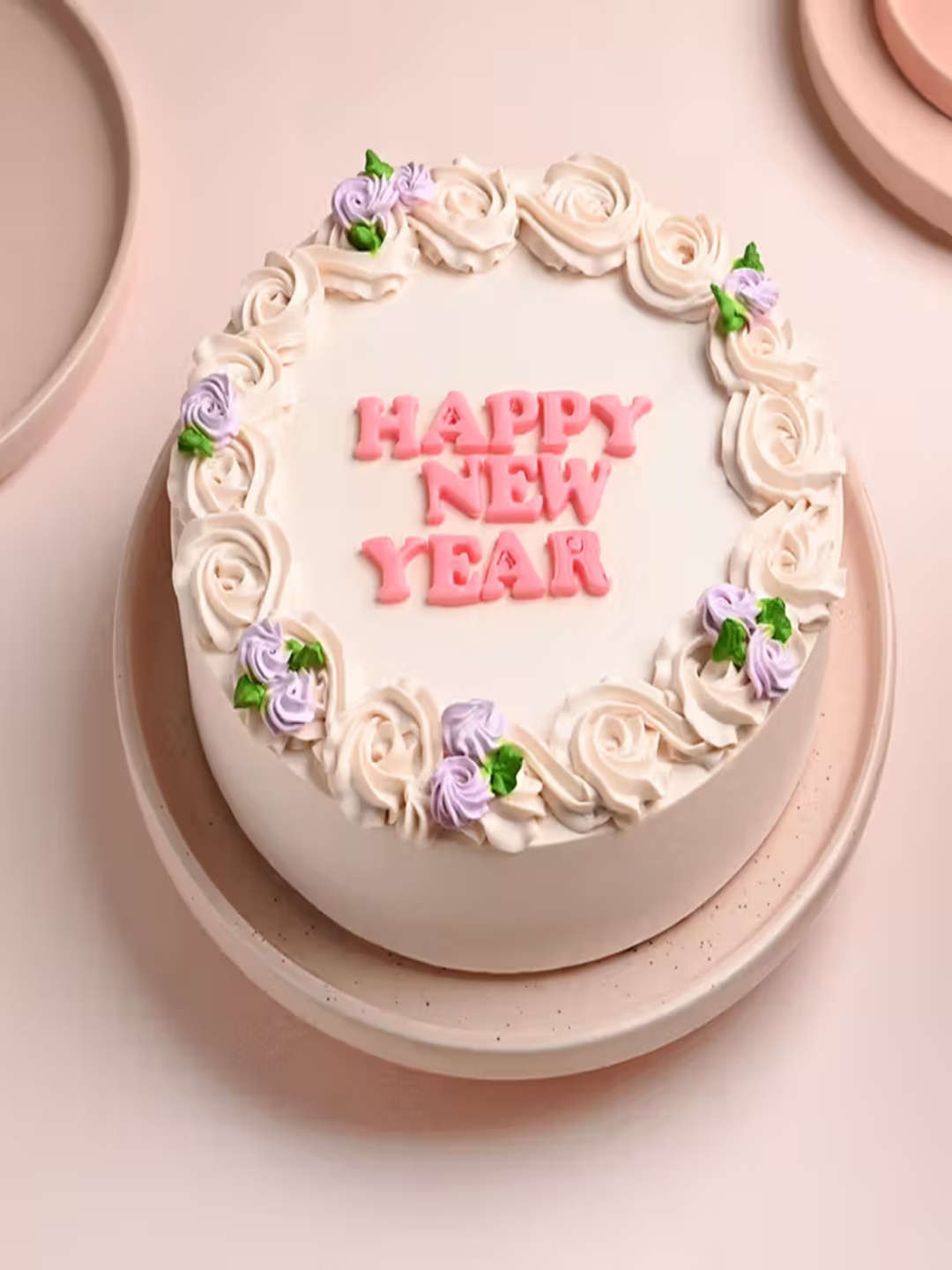 

Floweraura New Year Chocolate Flavour Eggless Round Cake 500gm, Pink