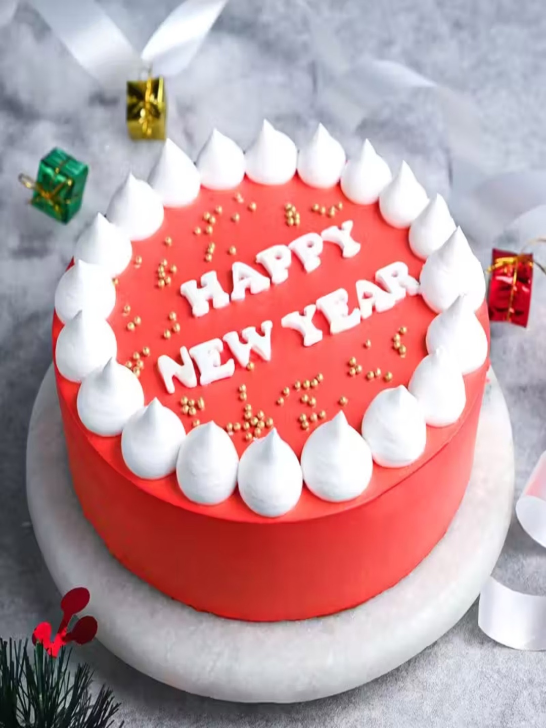 

Floweraura New Year Red Velvet Flavour Eggless Round Cake 2Kg