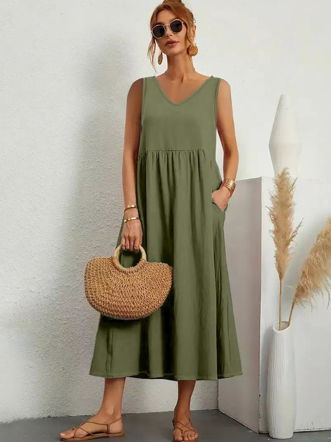 

LULU & SKY Women Maxi A-Line Dress, Olive