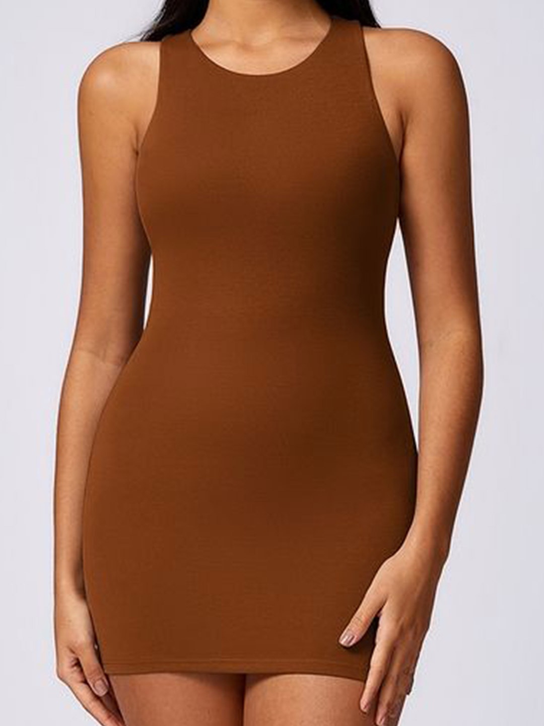 

LULU & SKY Women Sleeveless Bodycon Mini Dress, Brown