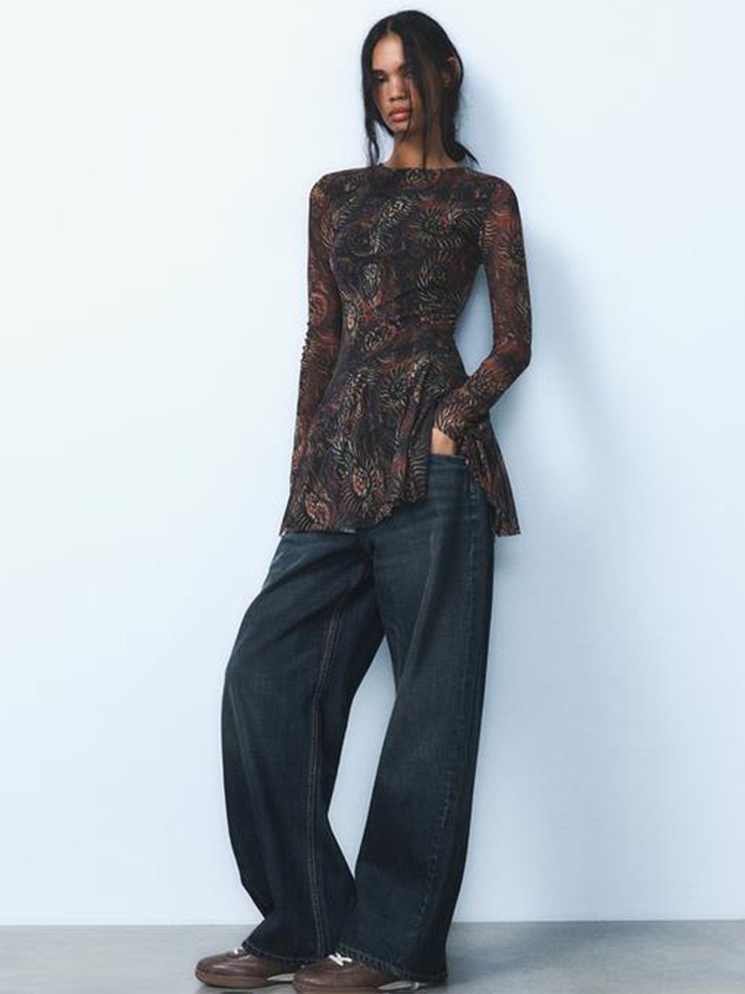 

LULU & SKY Printed Drop-Waist Dress, Brown