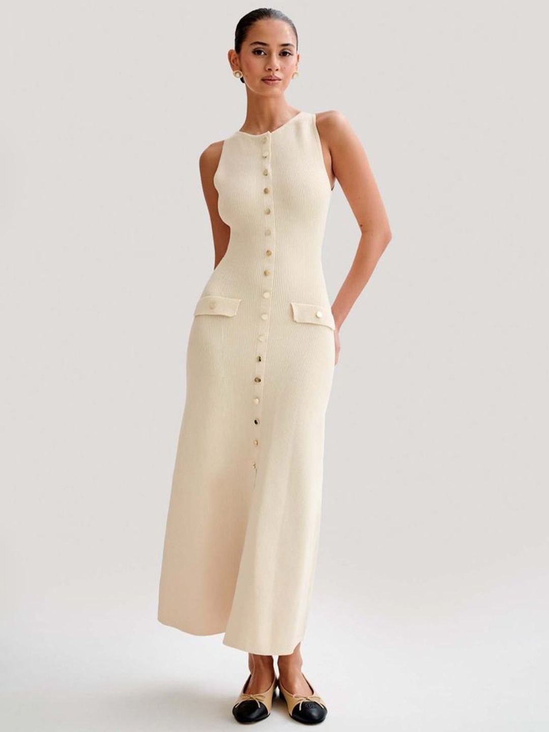 

LULU & SKY Women Sleeveless Maxi Dress, Beige