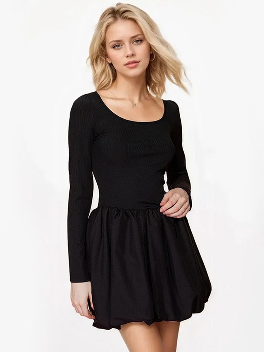 

LULU & SKY Fit & Flare Mini Dress, Black
