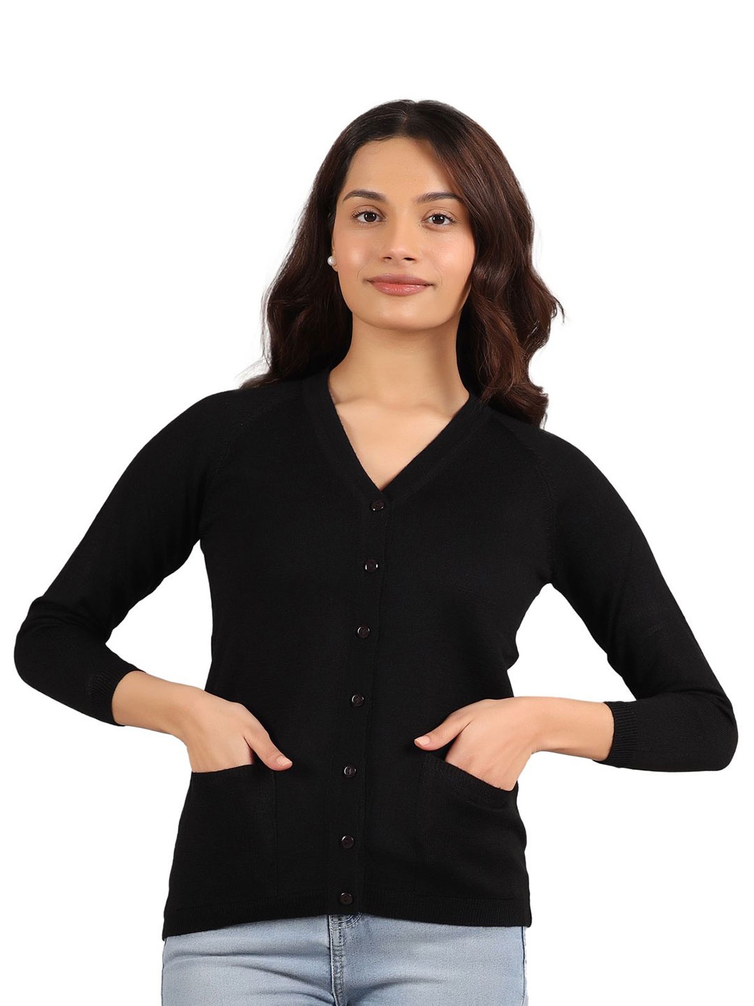 

Pampara Women V-Neck Cardigan Sweaters, Black