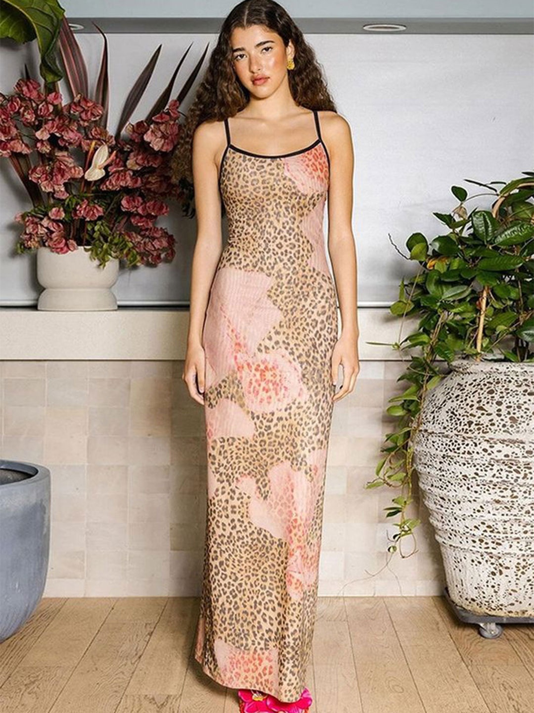 

LULU & SKY Animal Printed Maxi Dress, Brown