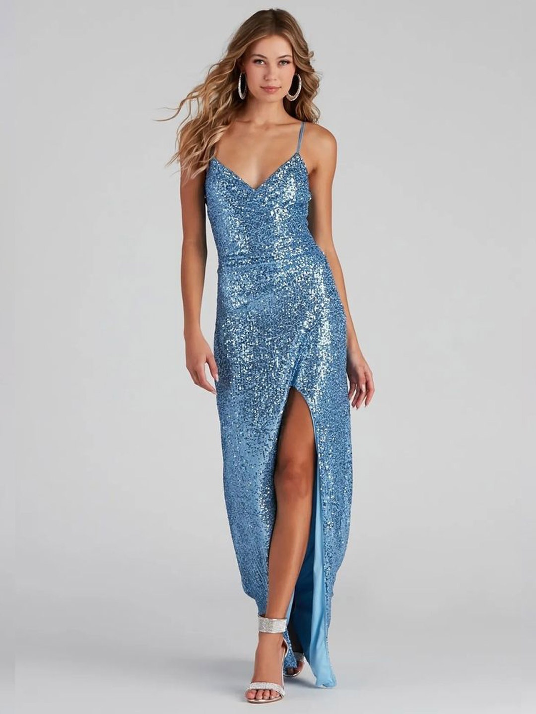

LULU & SKY Women Embellished Sheath Maxi Dress, Blue