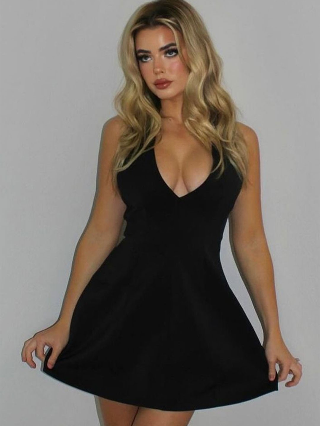 

LULU & SKY Women Fit & Flare Mini Dress, Black