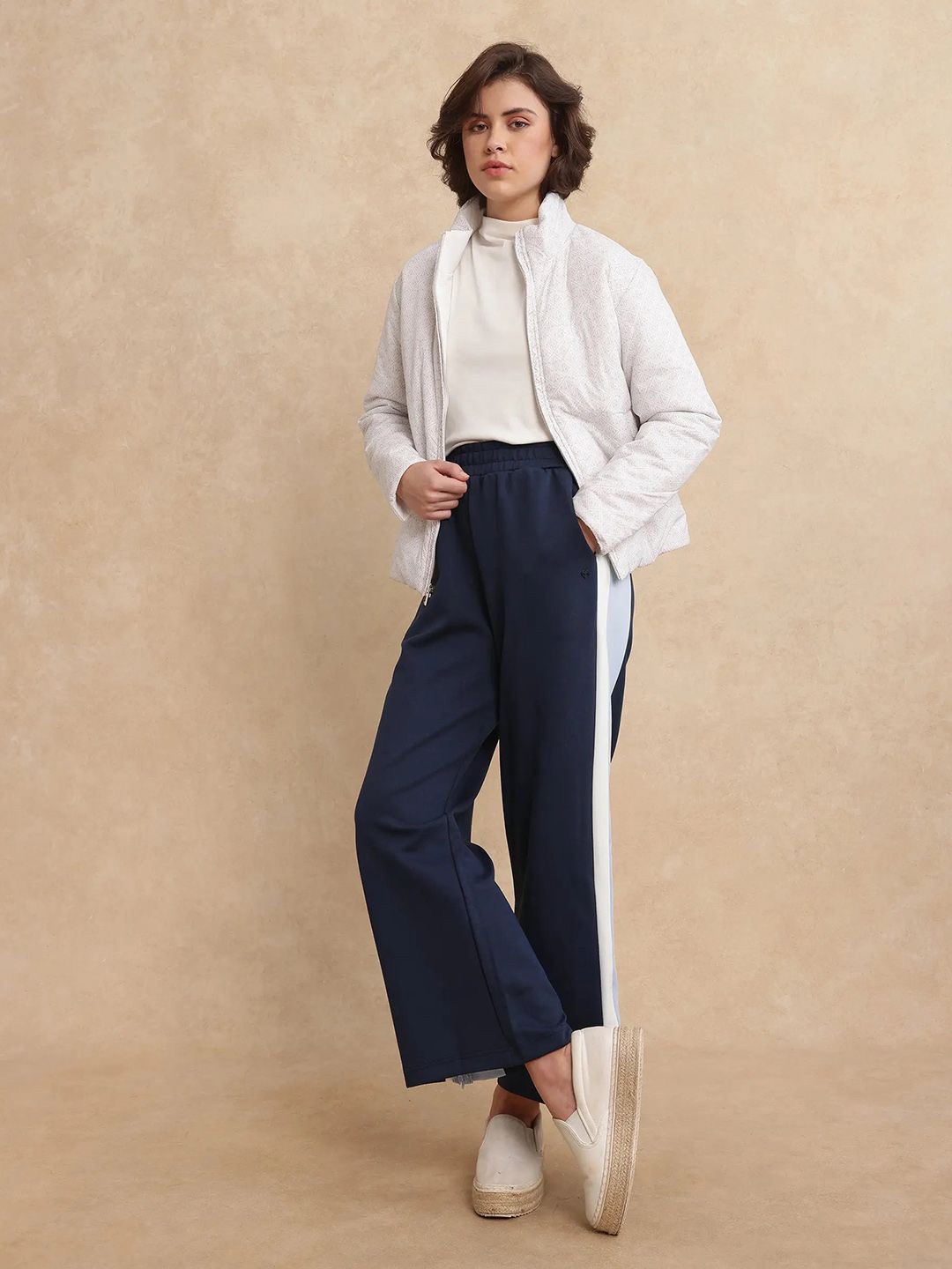 

RAREISM Women Naut Primary Navy Relaxed-Fit Cotton Track Pants, Navy blue