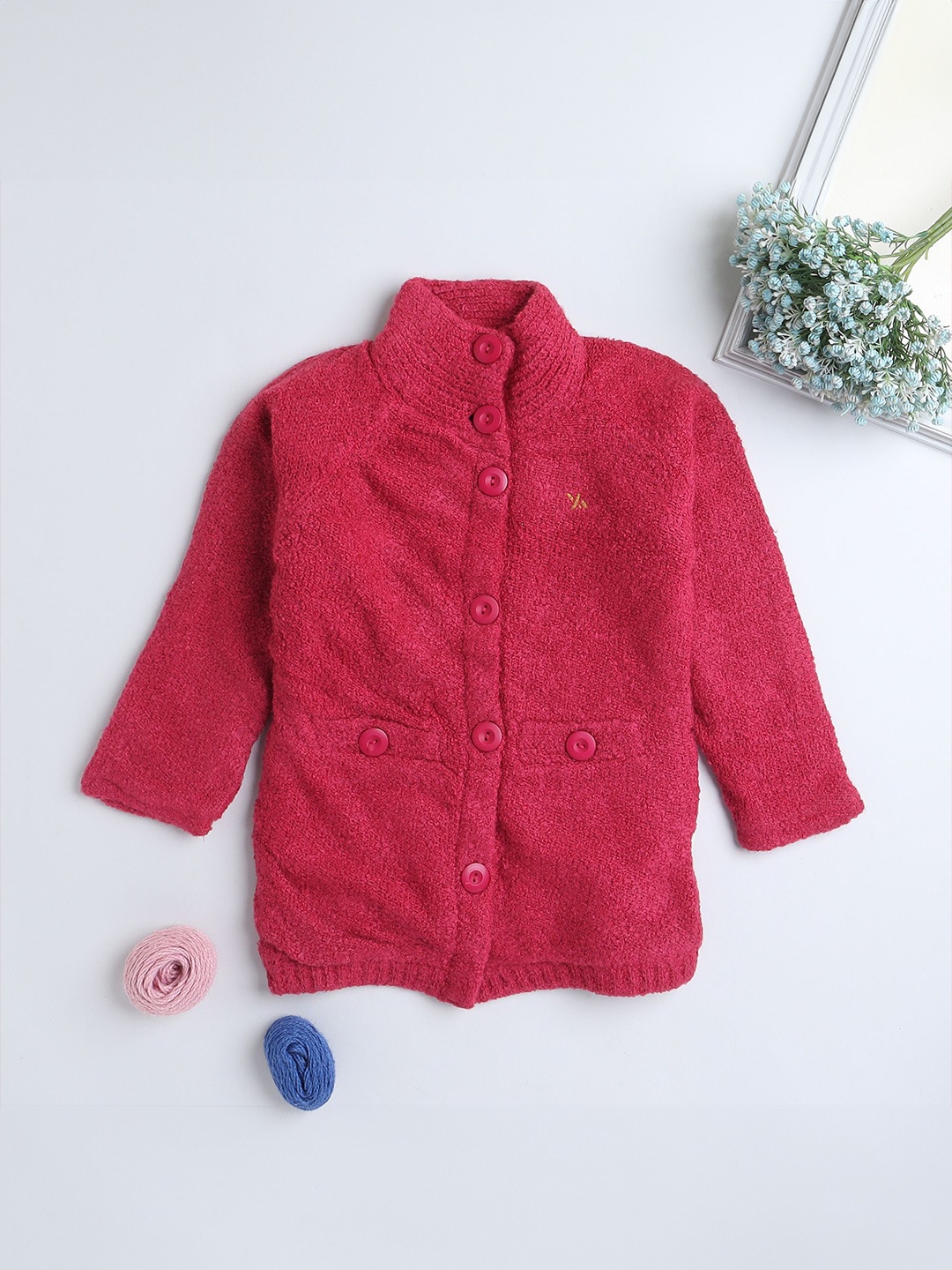 

Yellow Apple Girls Woollen Sweater Vest, Fuchsia