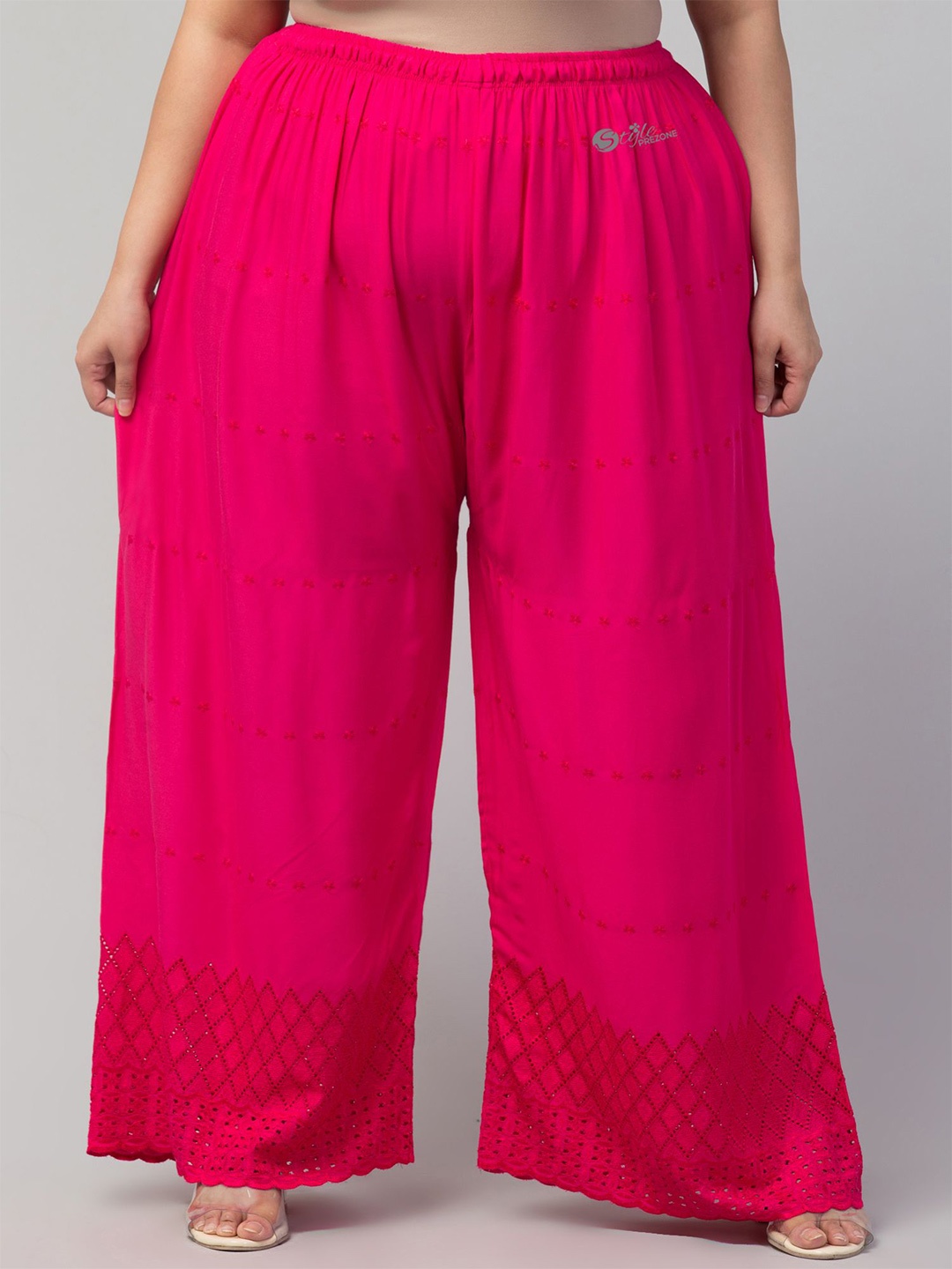 STYLE PREZONE Women Embroidered Ethnic Palazzos, Magenta