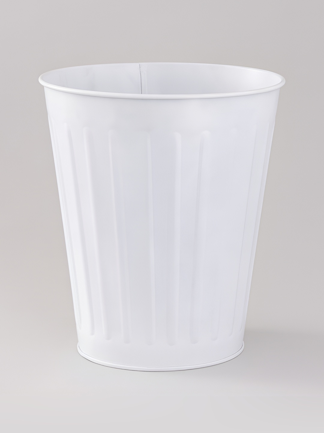 

Indecrafts White Textured Stainless Steel Open Trash Bin-3.5 L