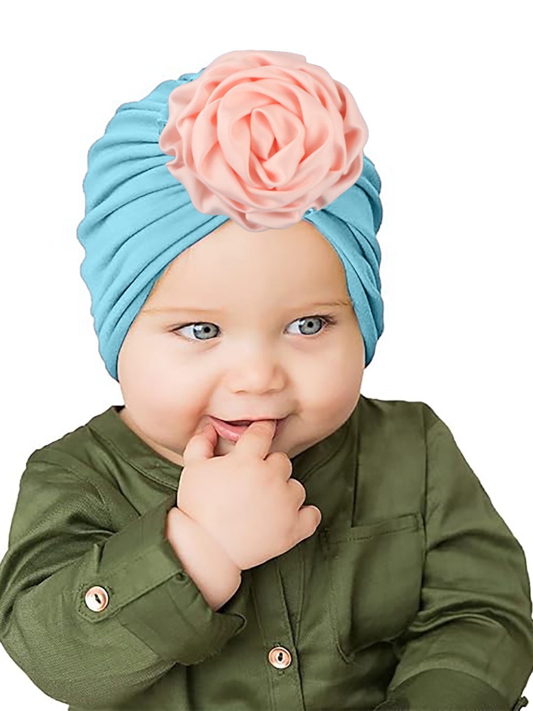 

SYGA Girls Baby Turban Flower Cap Toddler Beanie Hat, Blue