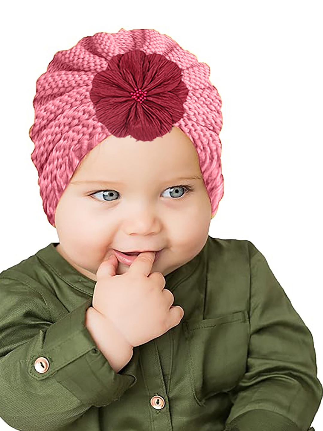 

SYGA Kids Self Design Woollen Beanie, Peach