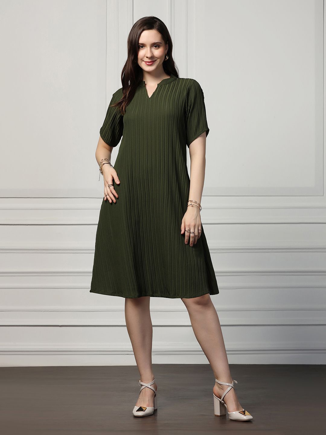 

Moda Rapido Women A-Line Dress, Olive