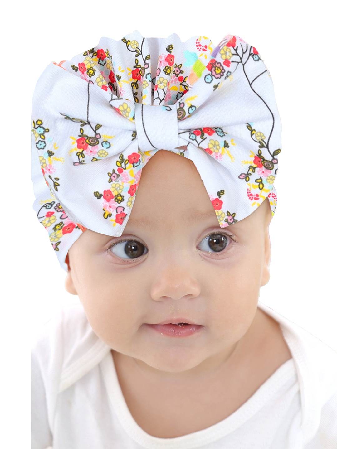

SYGA Girls Floral Printed Bow Beanie, White