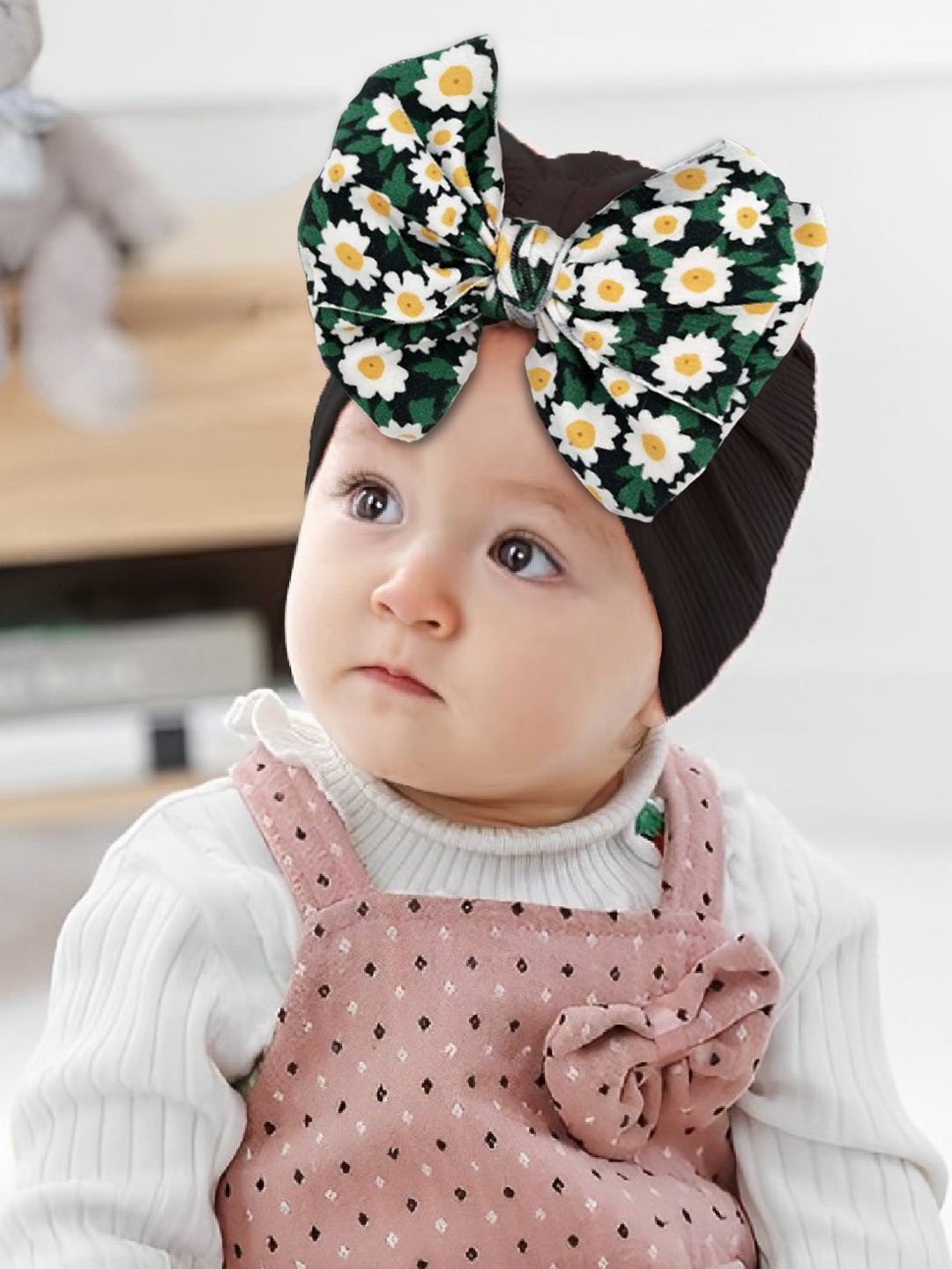 

SYGA Kids Printed Cotton Bowknot Cap, Black