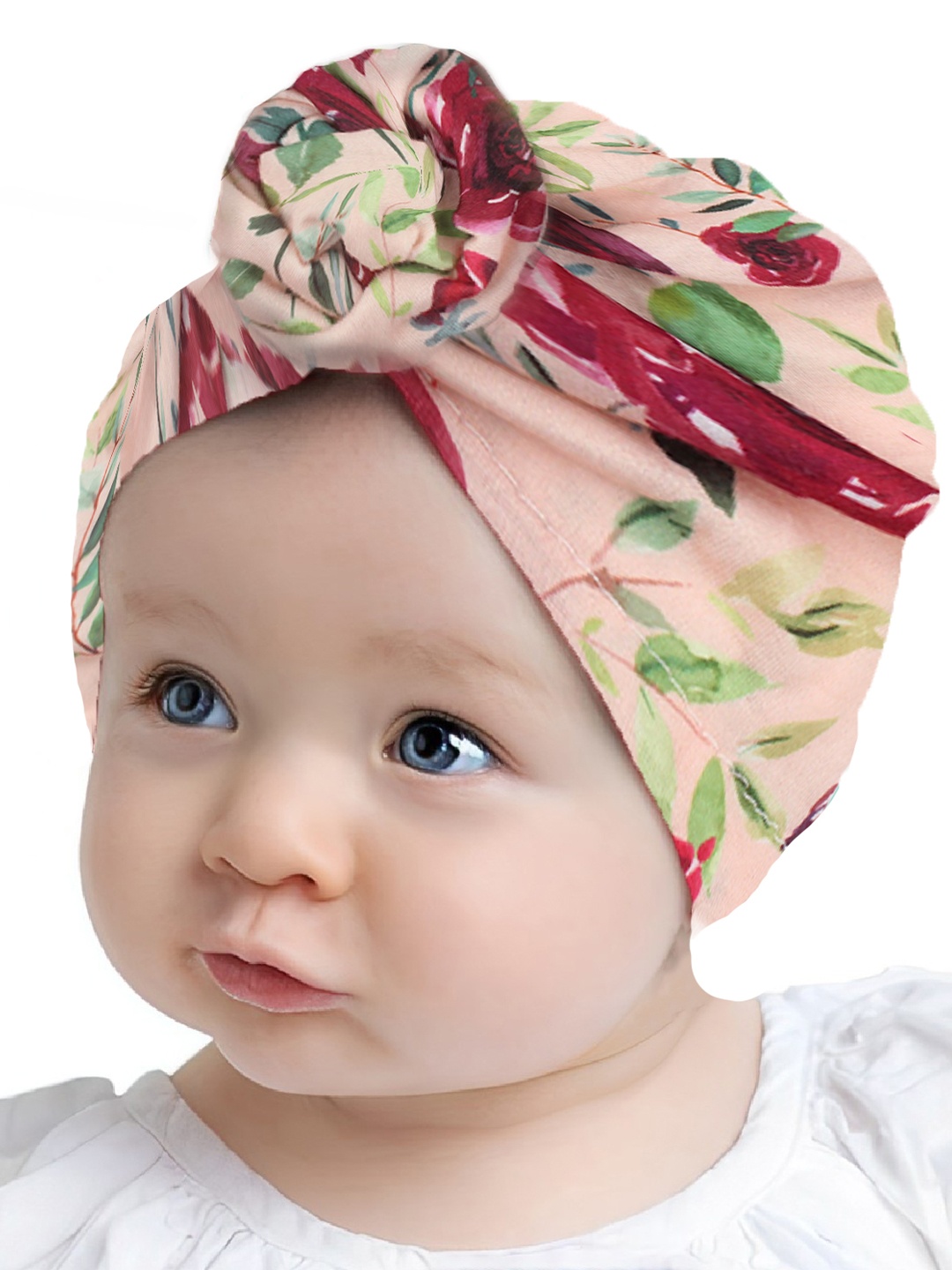 

SYGA Girls Floral Printed Turban Beanie, Beige
