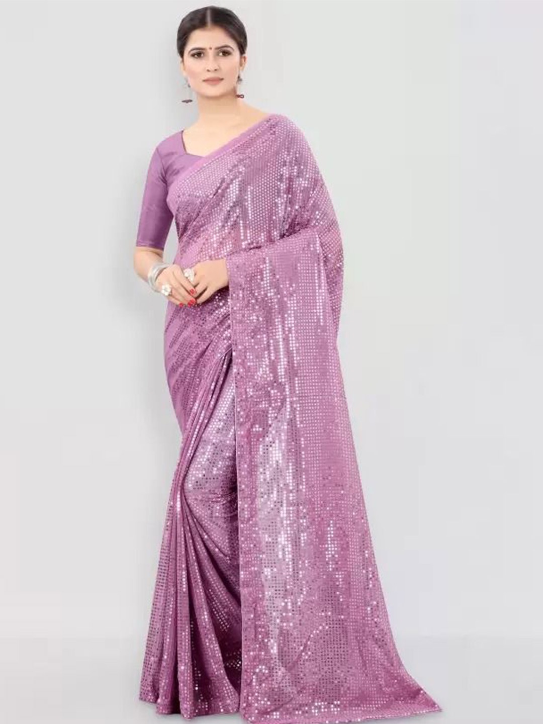 

SAADHVI Embellished Sequinned Saree, Purple
