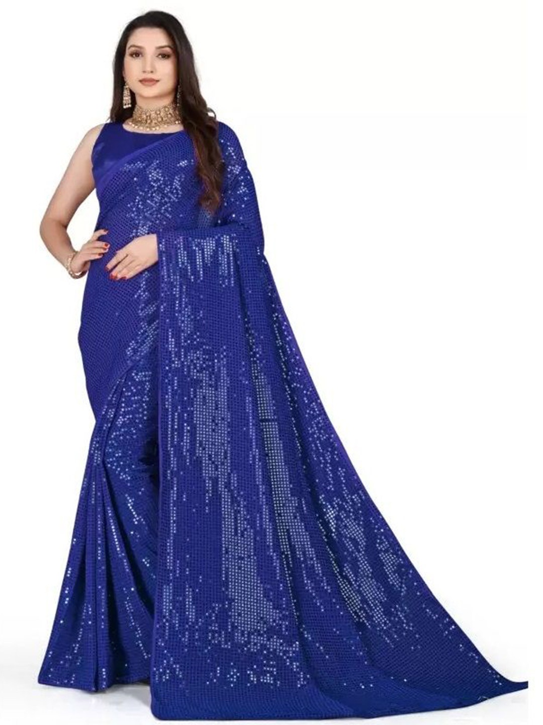 

SAADHVI Embellished Sequinned Saree, Blue