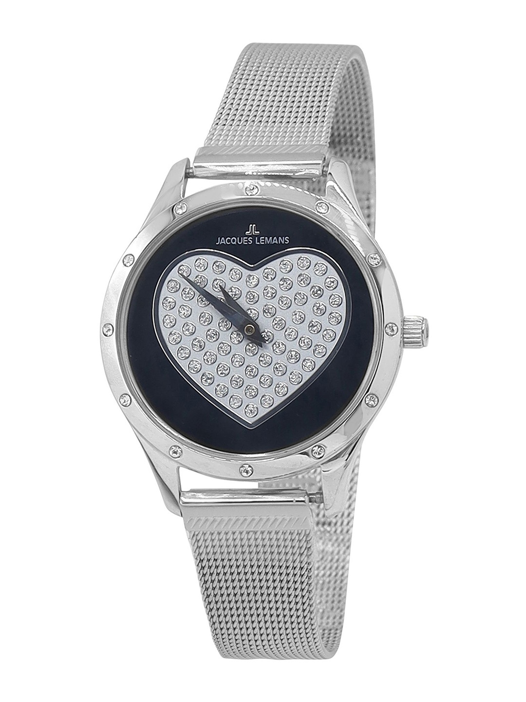 

Jacques Lemans Women Embellished Dial & Stainless Steel Straps Analogue Watch 1-1803AZM, Black