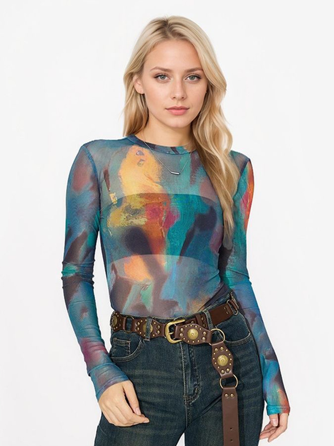 

LULU & SKY Women Printed Full Sleeve Bodysuit, Green