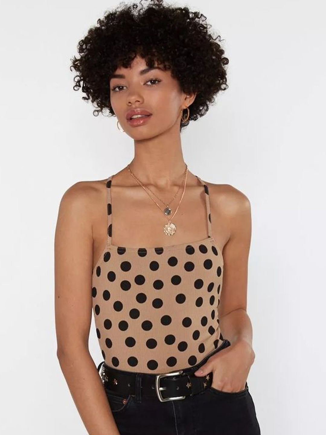 

LULU & SKY Polka Dot Print Top, Khaki