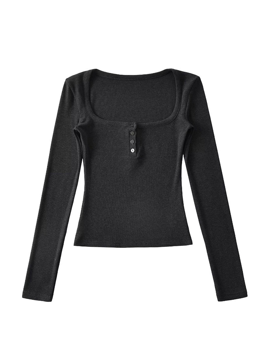 

LULU & SKY Women Long Sleeves Round Neck Top, Black