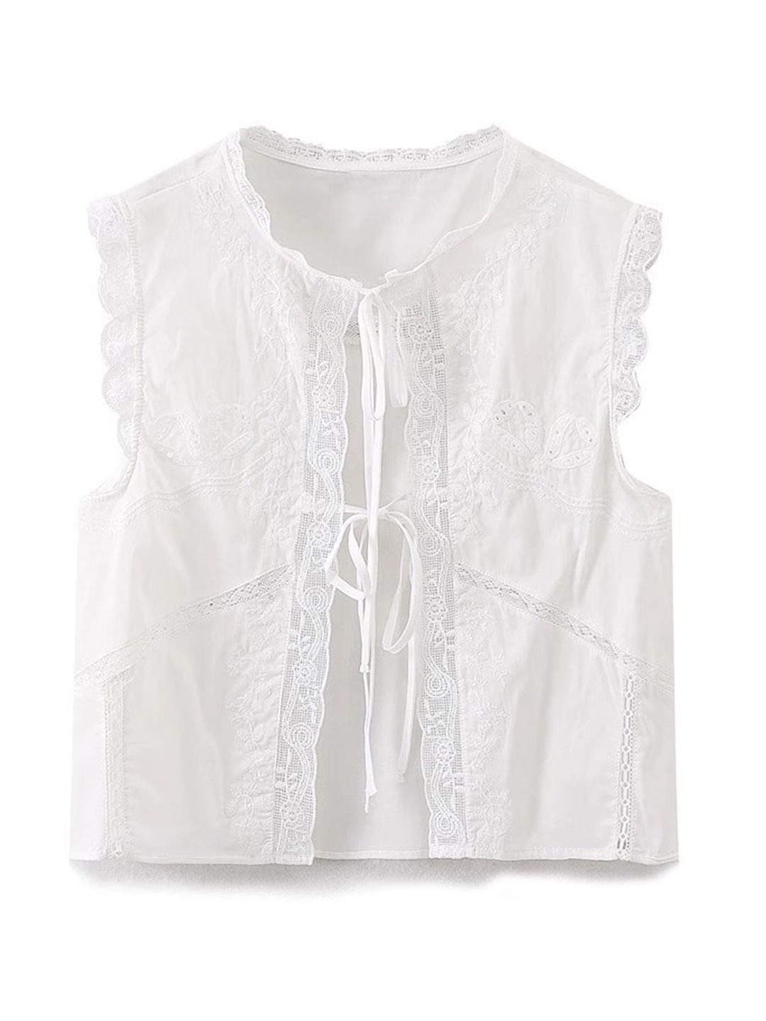 

LULU & SKY Women Floral Embroidered A-Line Top, White