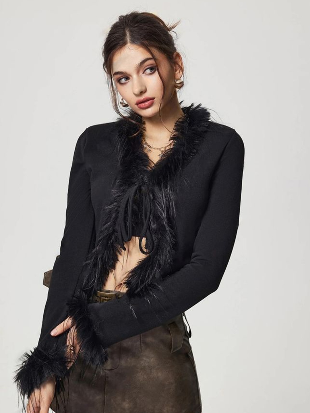 

LULU & SKY Women Tie-Up Neck Top, Black