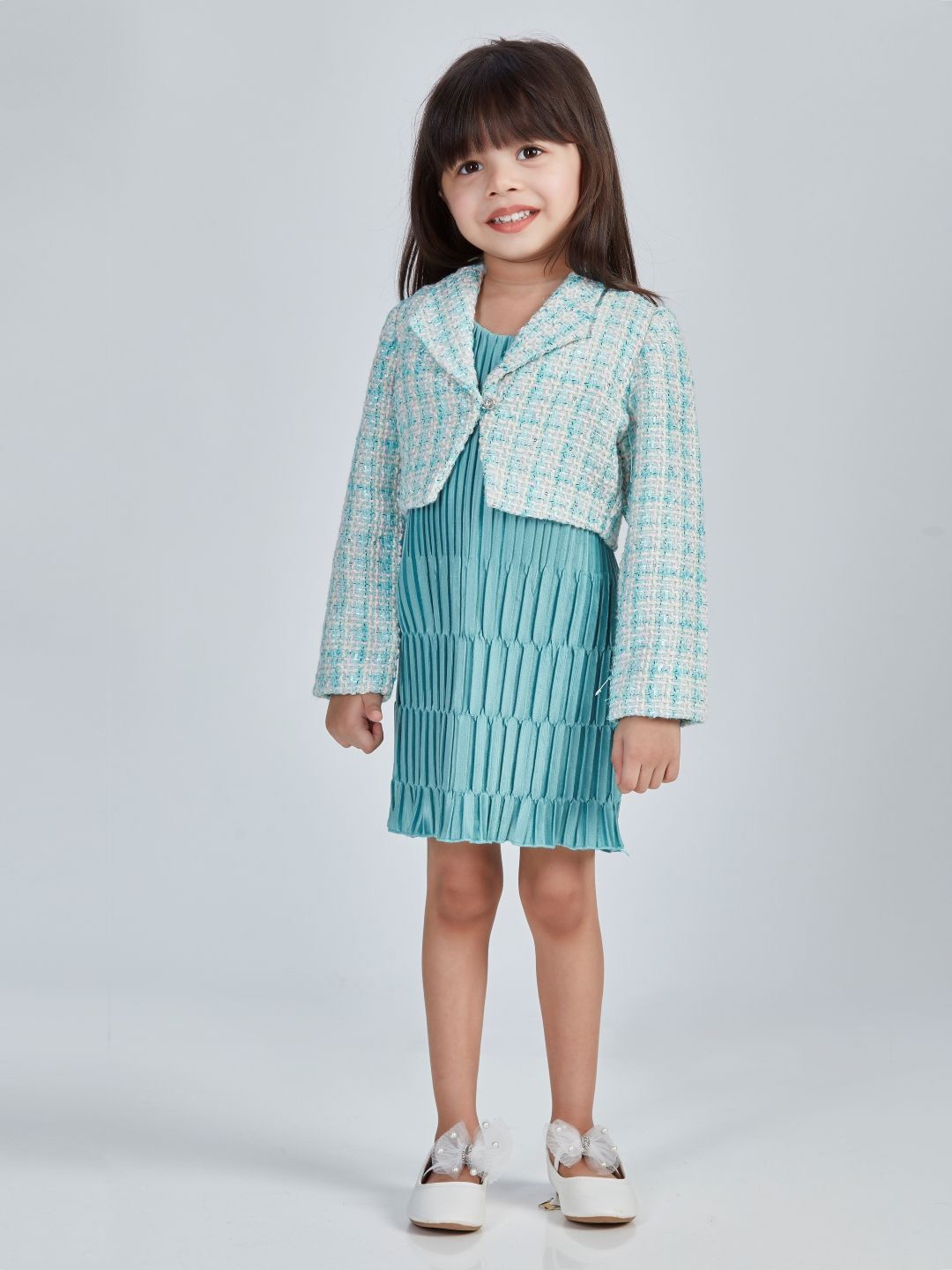 

Peppermint Girls Print A-Line Dress, Sea green