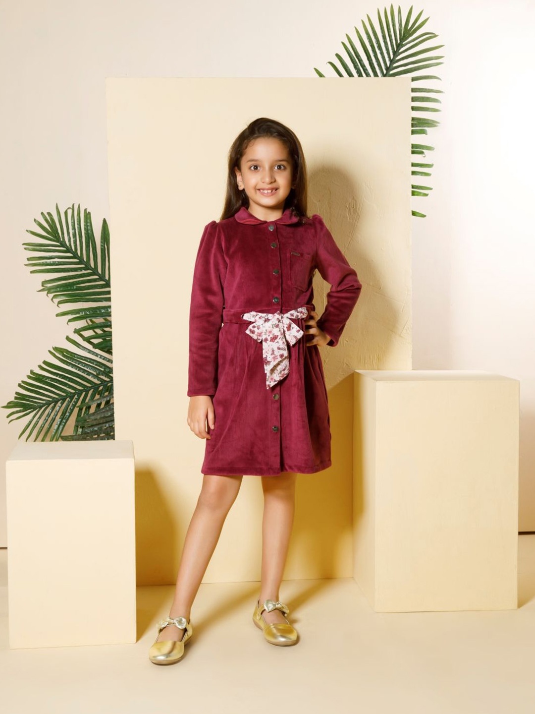 

Peppermint Girls Glam Gallery Velvet A-Line Dress, Maroon