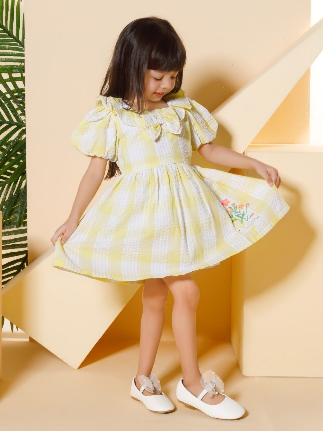 

Peppermint Girls Checked Sheath Dress, Yellow